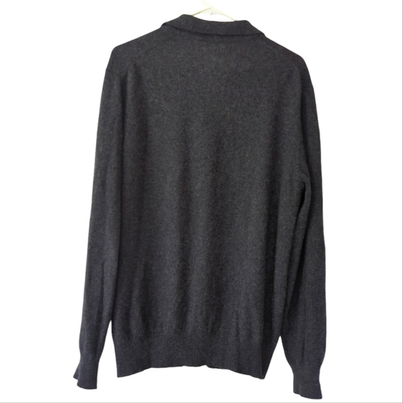 Lands' End Cashmere Polo Long Sleeve Sweater MEDIUM 38-40 Gray Heathered Black - Picture 7 of 16